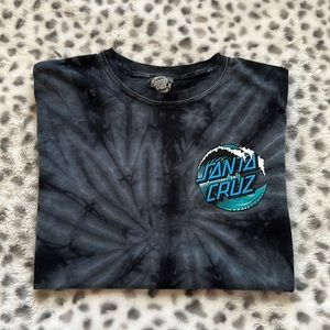This is a black blue Santa Cruz T-shirt, size small